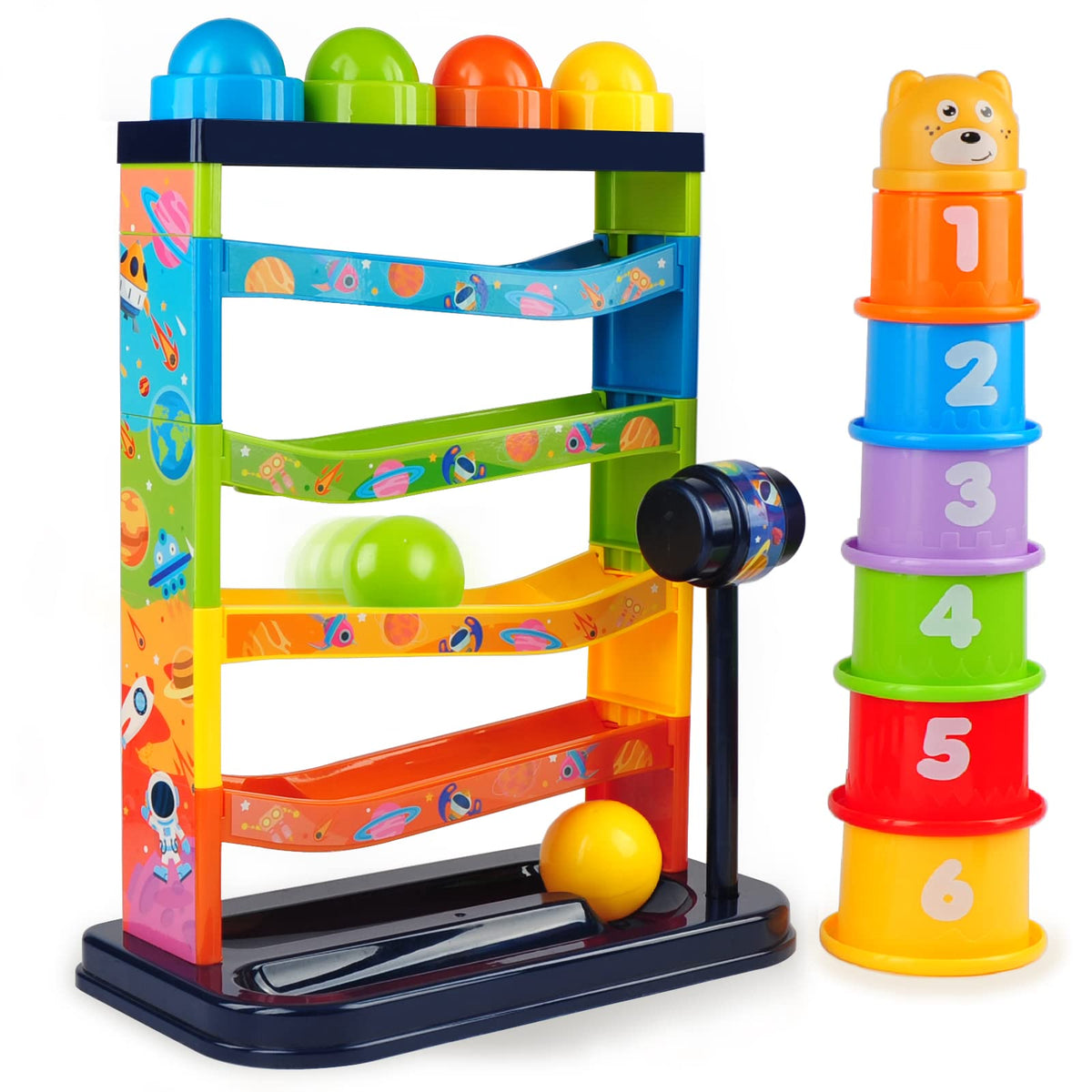 YVV Pound a Ball Toy hammer image: toddler-friendly grip for safe play