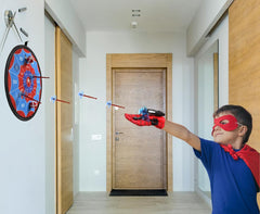 YWSZZG foldable-dart-board-attachment showing target practice play.