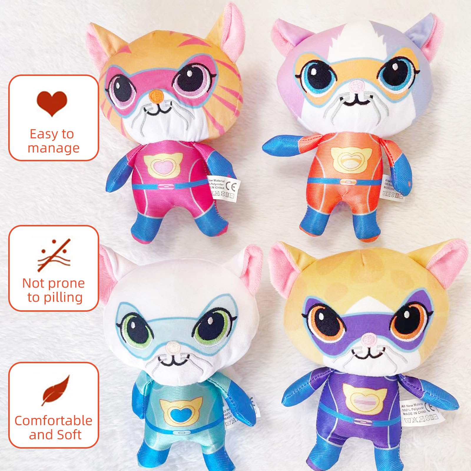 YXCTZKVX SuperKitties Ginny plush detail with vibrant spots and stitching