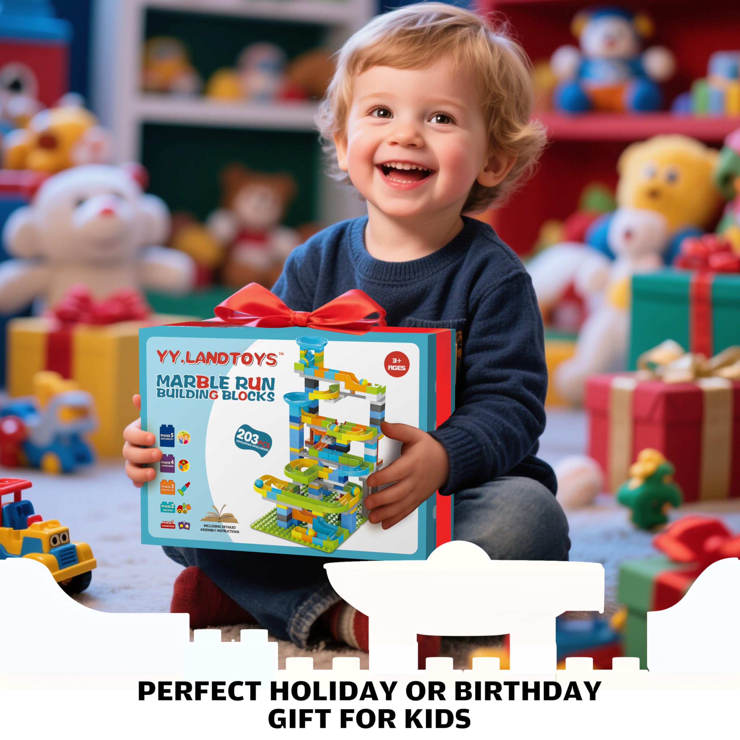 YY LANDTOYS 203 colorful pieces spark creativity for endless custom marble track designs