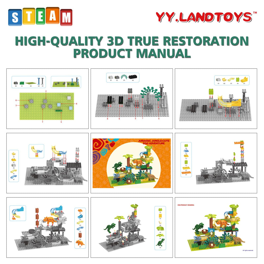 YY LANDTOYS dinosaur building blocks for creative construction and STEM play.