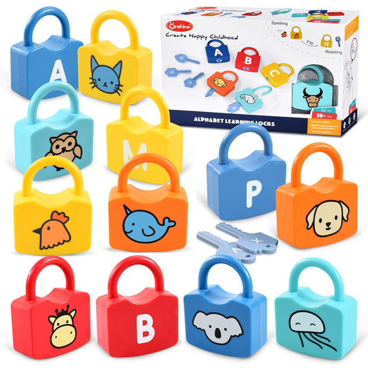 YYDeek alphabet locks and keys set for toddlers promotes hands-on letter recognition.