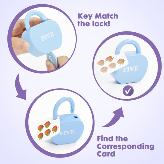 YYDeek locks labeled with numbers and dots to practice counting and recognition.