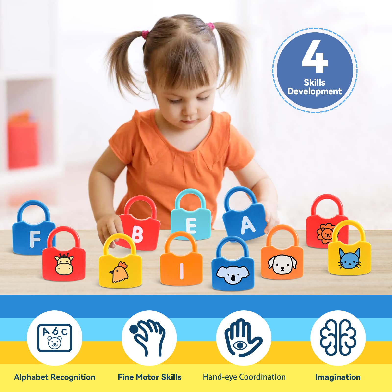 YYDeek lowercase keys match uppercase locks to support early spelling practice.