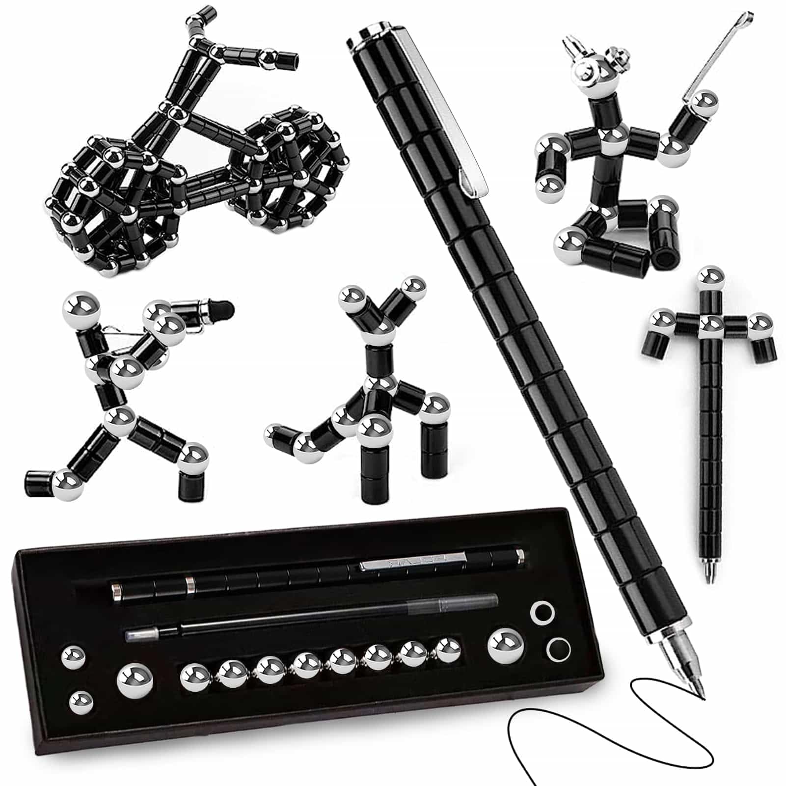 YYMHMF magnetic writing pen shown for focused writing and light fidget play.