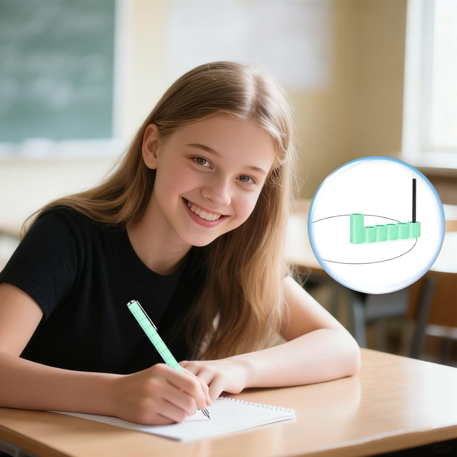 YYMHMF fidget pen showcasing rotatable designs to relieve stress at work.