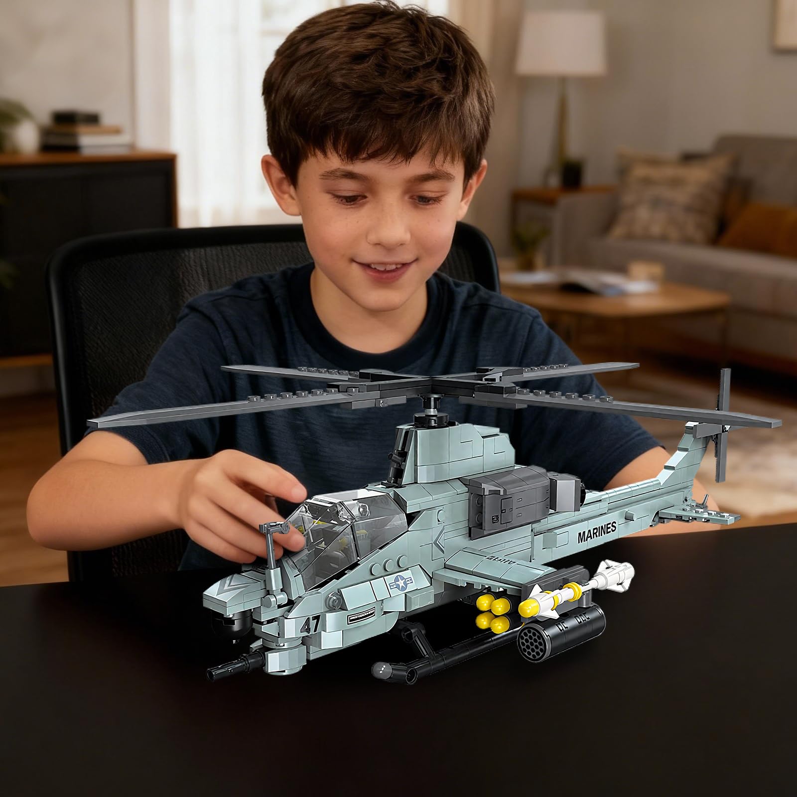 YYKNGYI AH-1Z Viper display piece ideal for desks and shelves.