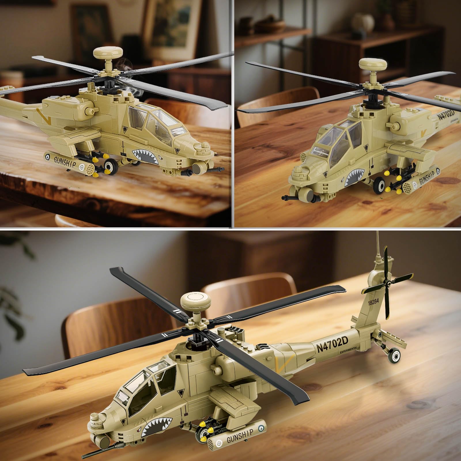 Interior cockpit detail of the YYKNGYI AH-64 helicopter model