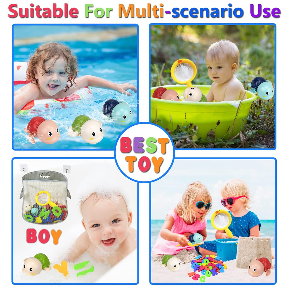 YYMHMF fishing net captures wind-up toys during bath time