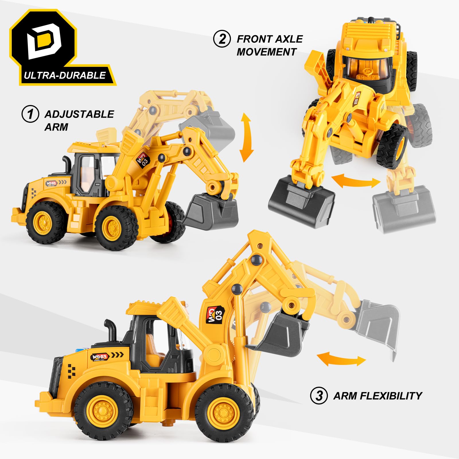 Durable heavy duty plastic YySiRui excavator toy withstands play