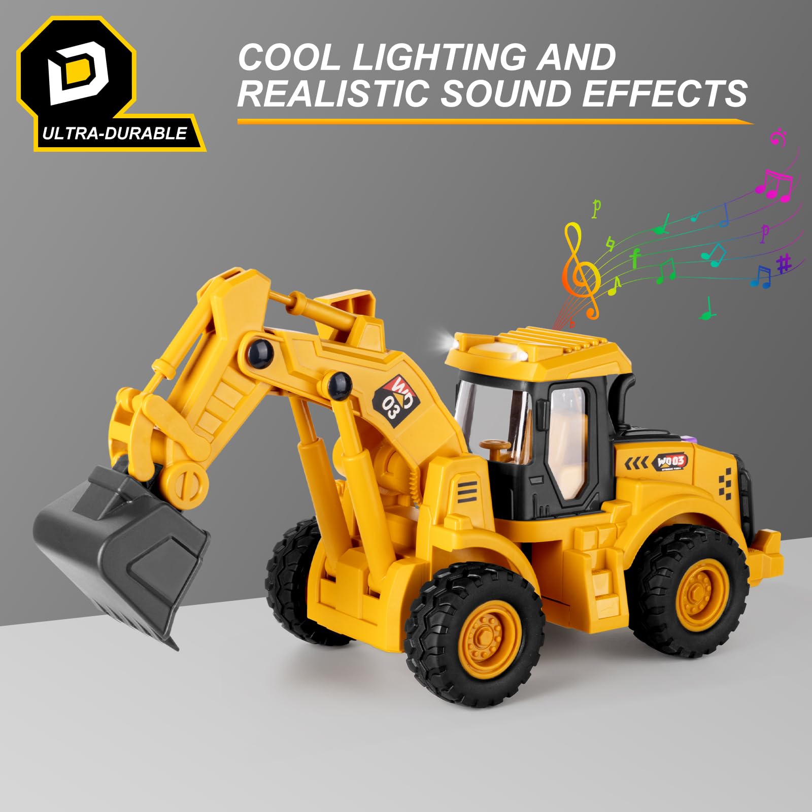 Compact 11 inch YySiRui excavator toy fits small hands for easy grip