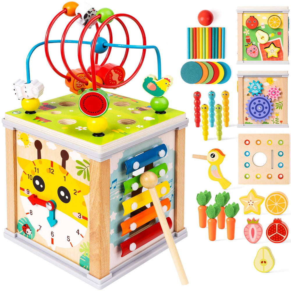 YySiRui wooden activity cube bead maze for fine motor skills development