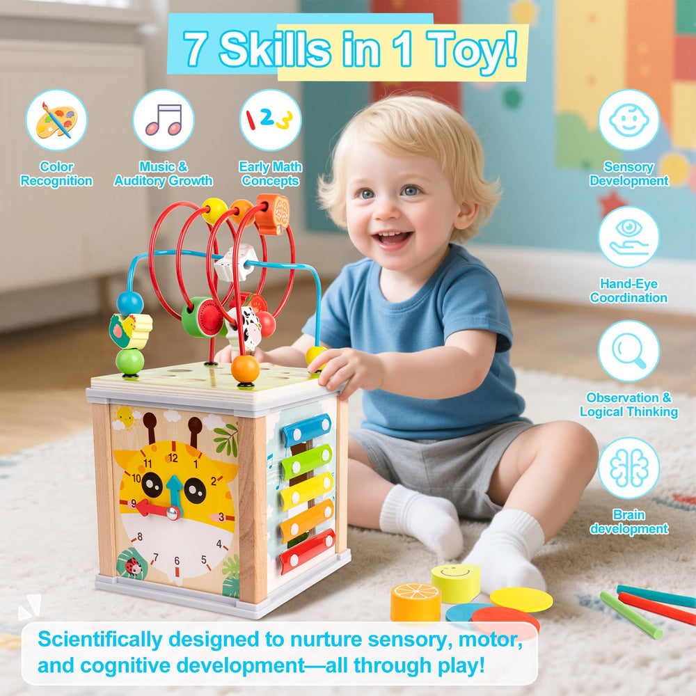 YySiRui wooden activity cube coin drop panel boosts logical thinking