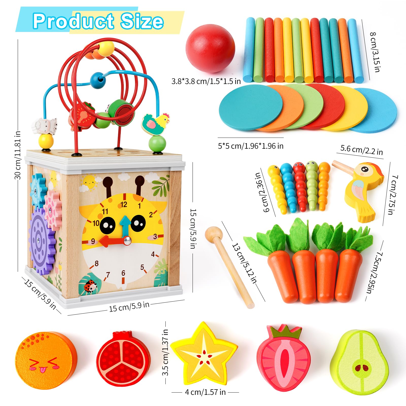 YySiRui wooden activity cube learning clock panel supports time recognition