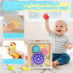 YySiRui wooden activity cube shape sorter promotes early geometry recognition