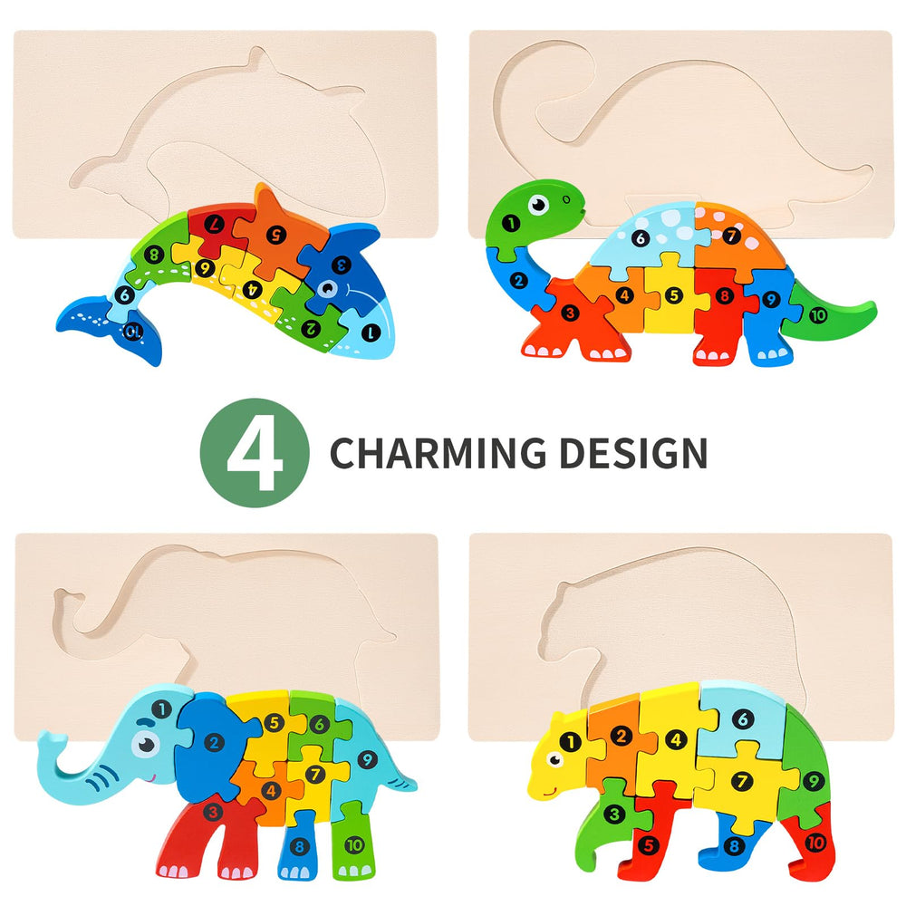 YySiRui wooden animal puzzle bear: colorful play that supports concentration and cognitive growth.