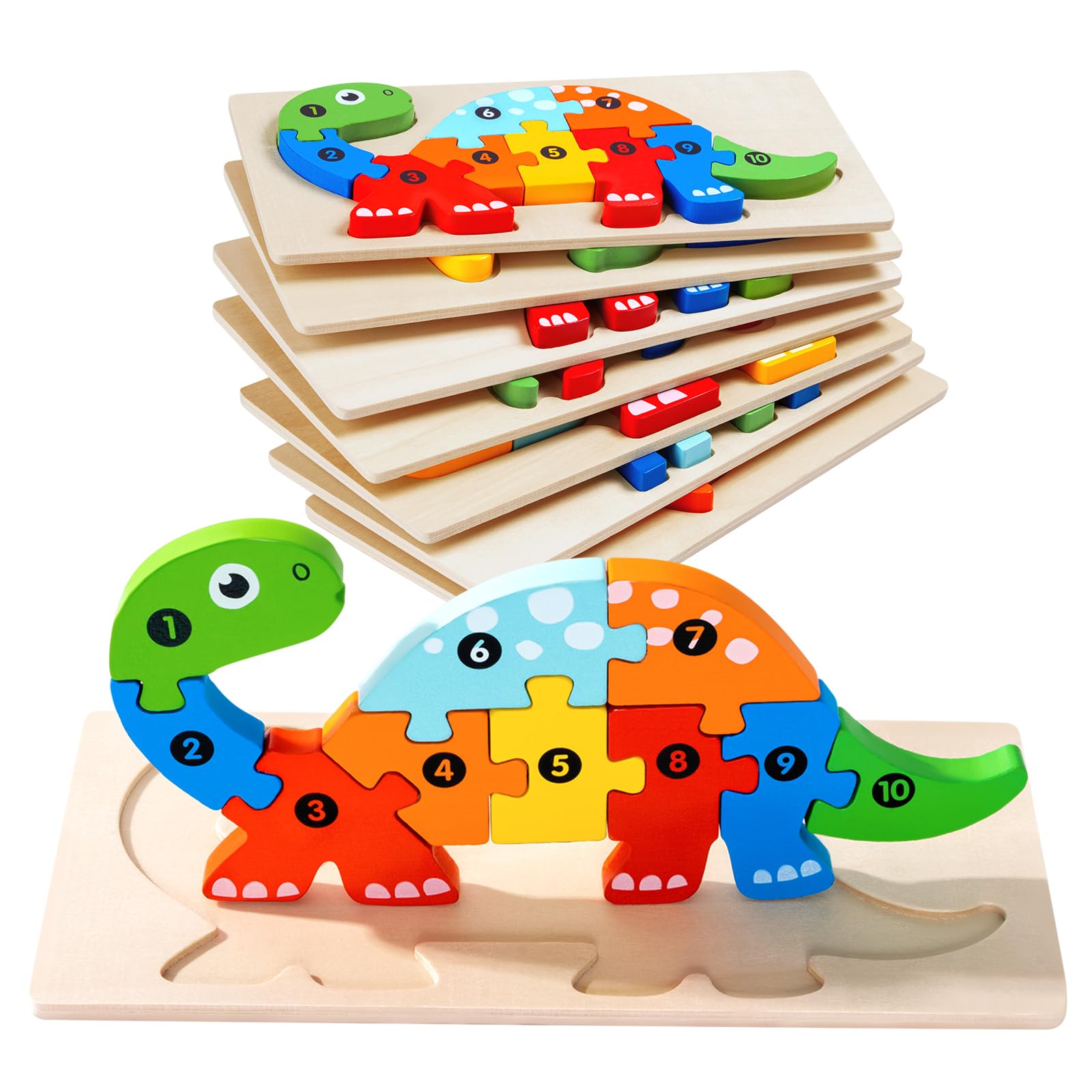 YySiRui wooden animal puzzle dinosaur: supports early problem solving and fine motor skills.