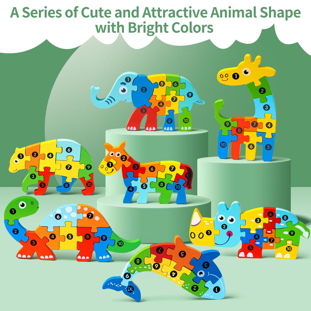 YySiRui wooden animal puzzle giraffe: enhances color recognition and hand-eye coordination.