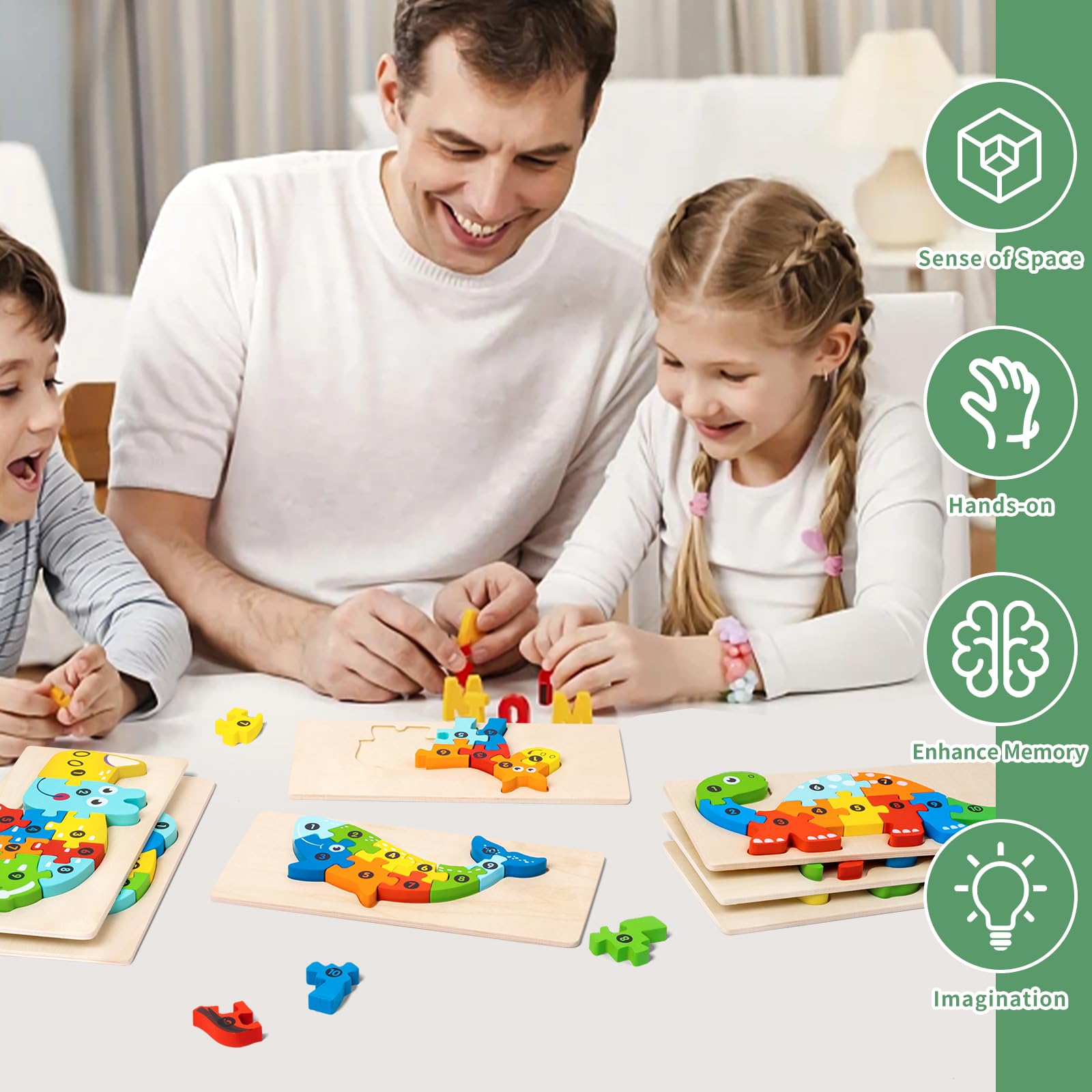 YySiRui wooden animal puzzle horse: helps kids learn shapes and improve matching skills.