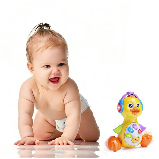 Yzata musical flapping yellow duck light-up dancing enhances interactive play and sensory engagement.