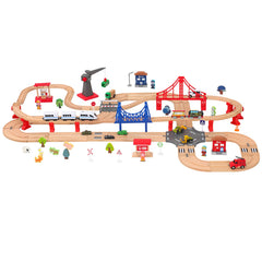 Z MAYABBO battery-powered train attaching to compatible wooden sets for expansion.