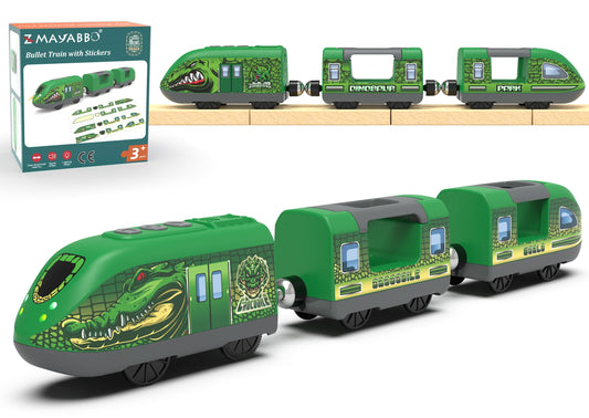 Z MAYABBO battery-operated train engine on wooden tracks for smooth play