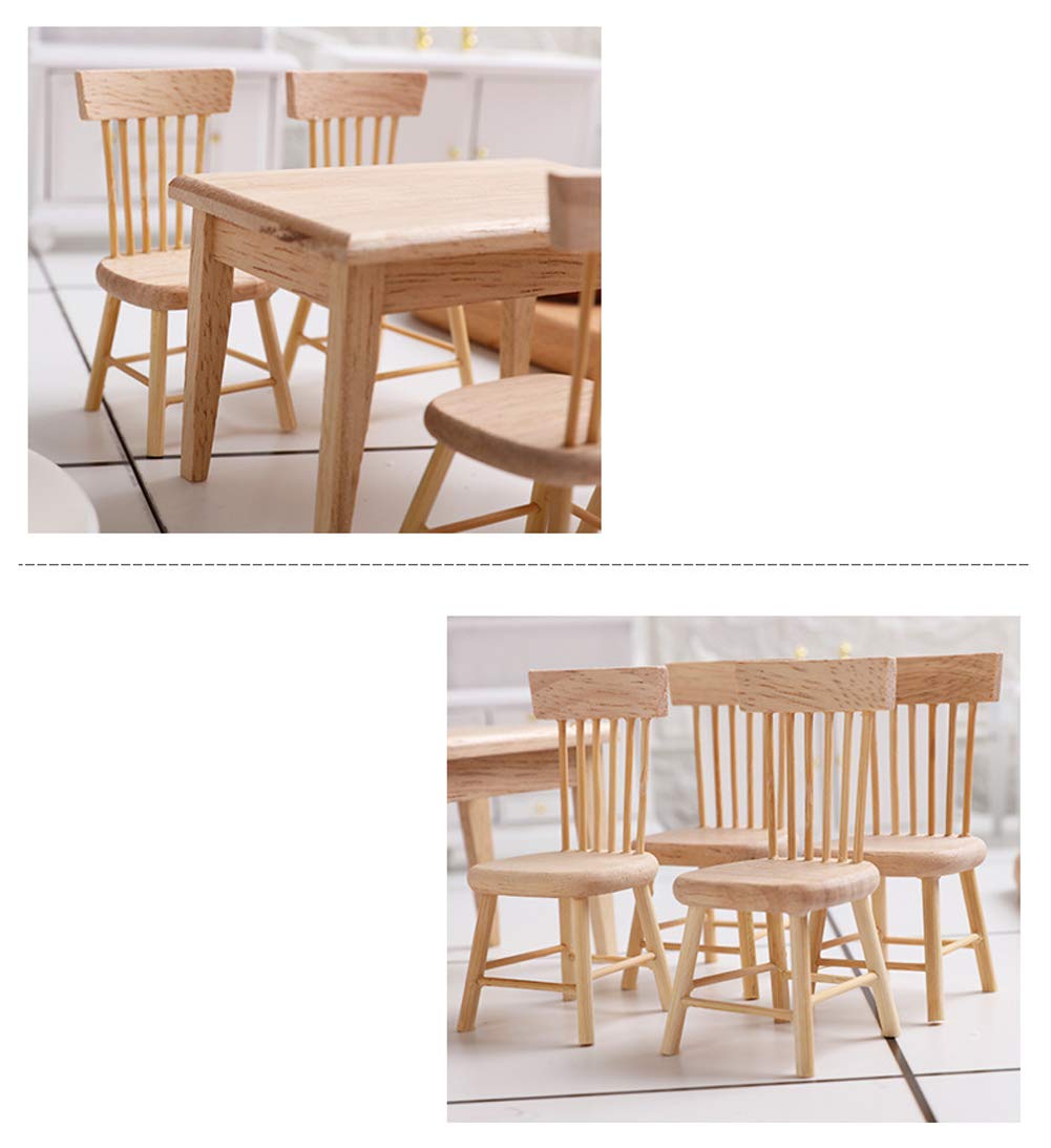 Z MAYABBO four wooden chairs for lifelike miniature dining scenes.