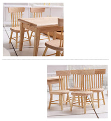 Z MAYABBO four wooden chairs for lifelike miniature dining scenes.