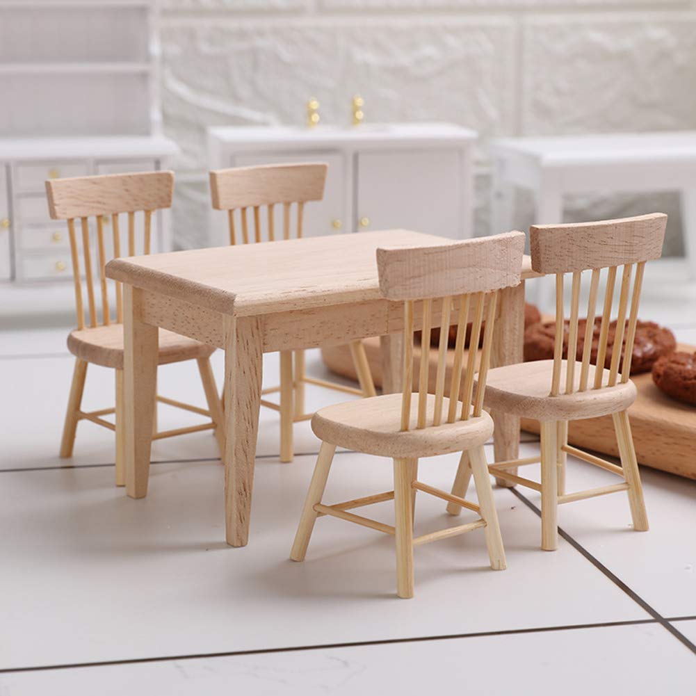 Z MAYABBO dollhouse dining table, warm wood finish for realistic play.