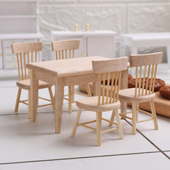 Z MAYABBO dollhouse dining table, warm wood finish for realistic play.