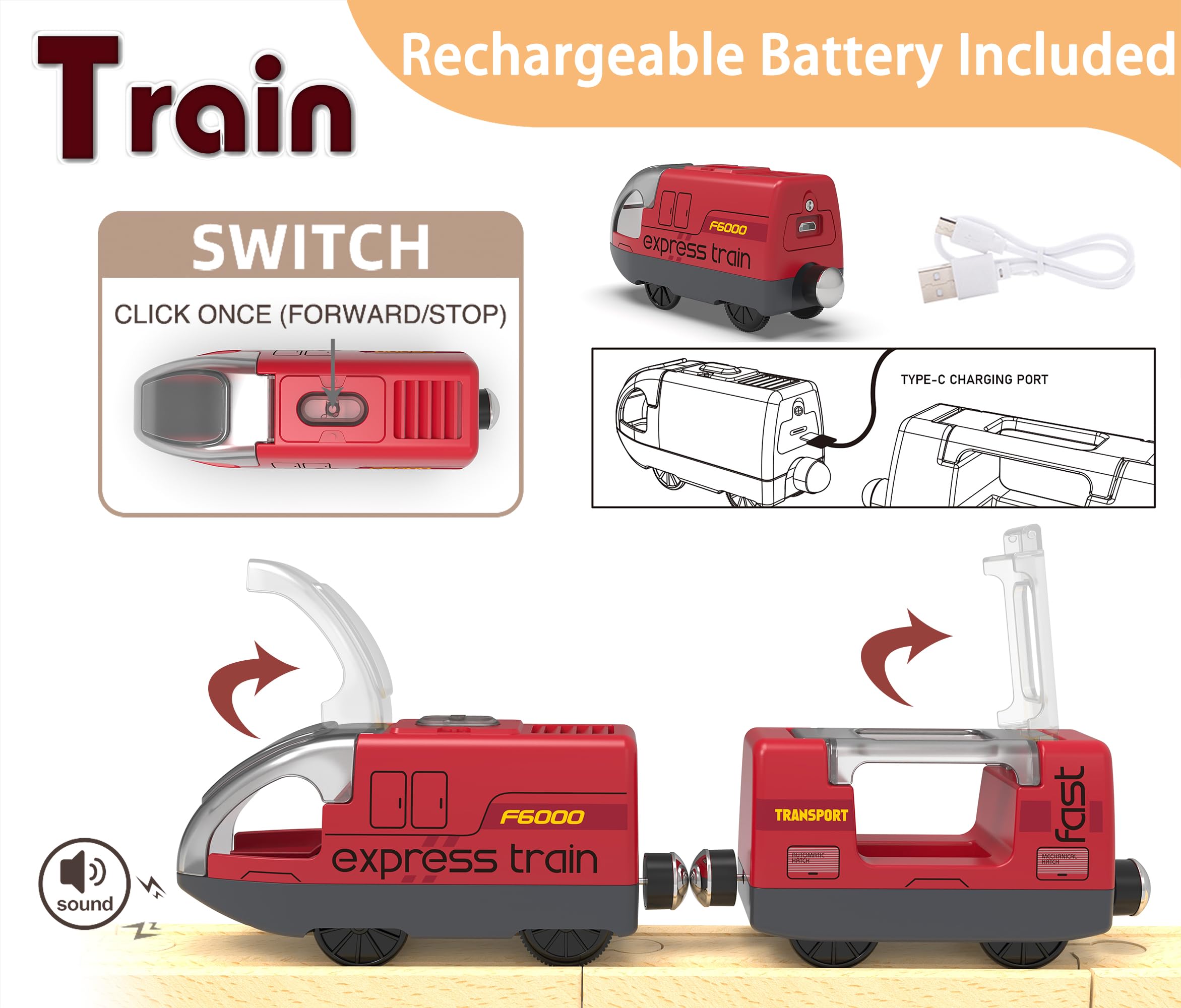 Z MAYABBO magnetic carriage train for flexible, magnetic play