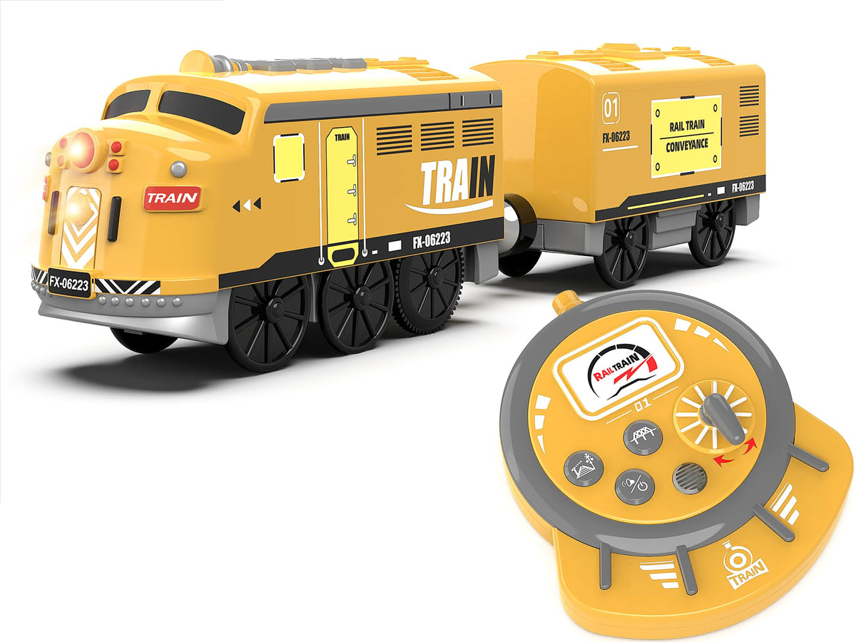 Z MAYABBO motorized train front view with bright lights for immersive playtime.