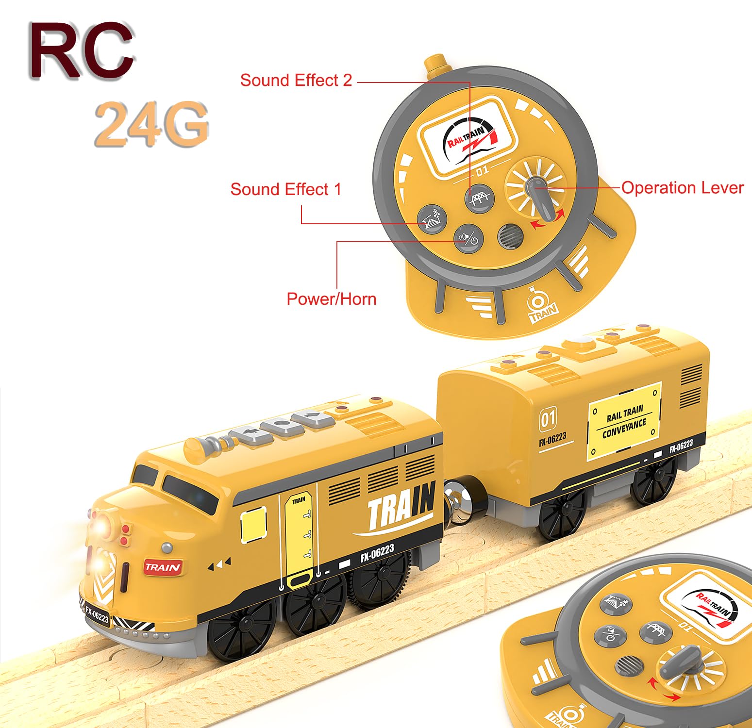 Z MAYABBO motorized train with cargo cars showing magnetic coupling for simple reconfigurations.