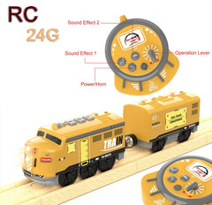 Z MAYABBO motorized train with cargo cars showing magnetic coupling for simple reconfigurations.