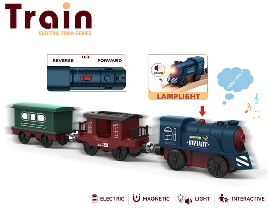 Z MAYABBO three-piece motorized train set ready for stories on track.
