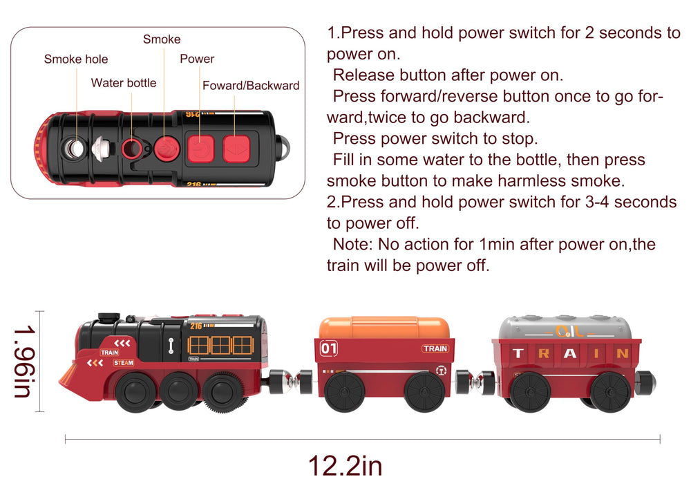 Train lights and sounds during operation for authentic play