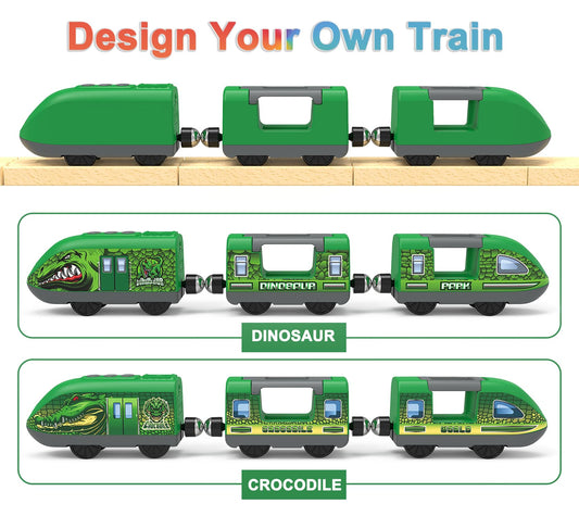 Z MAYABBO train set on wooden tracks with two carriages for imaginative journeys