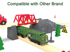 Z MAYABBO track compatibility on wooden rails enables versatile layouts.