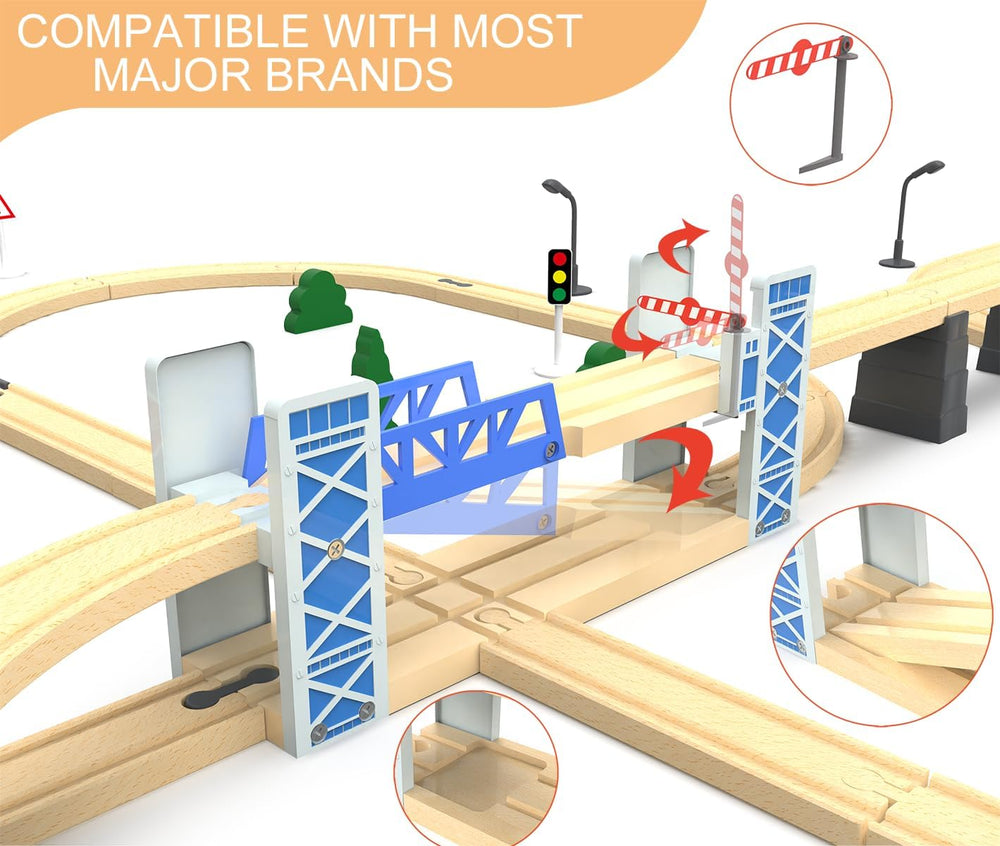 Z MAYABBO wooden bridge with movable barriers adds dynamic crossing action.