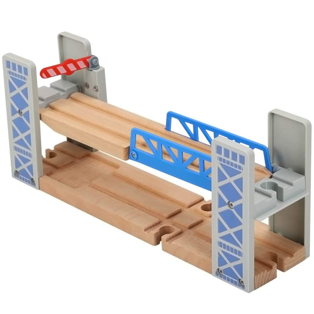 Z MAYABBO wooden train bridge overpass for compatible track layouts and extended play.