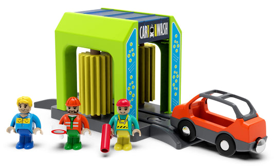 Z MAYABBO wooden train car wash station for kids, inviting imaginative play
