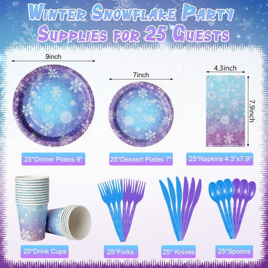 Zachely 9-inch snowflake plates with blue-purple gradient for elegant dining.