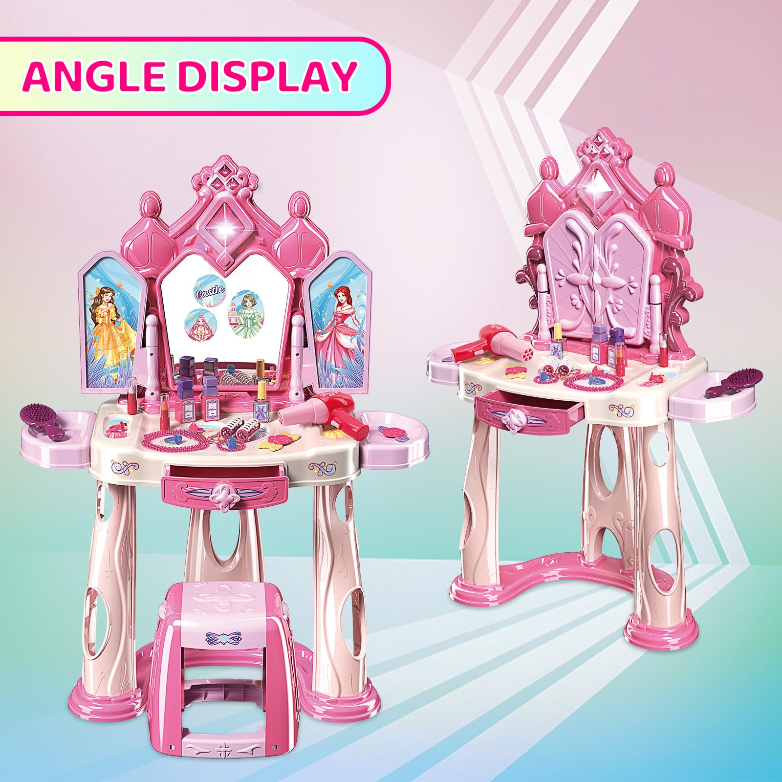 Zaddgiuuy lights and music enhance pretend beauty routines.