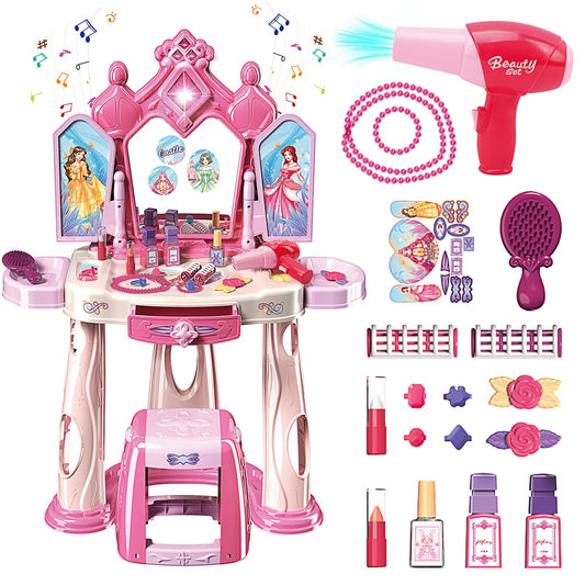 Zaddgiuuy makeup table set with stool for imaginative grooming play.
