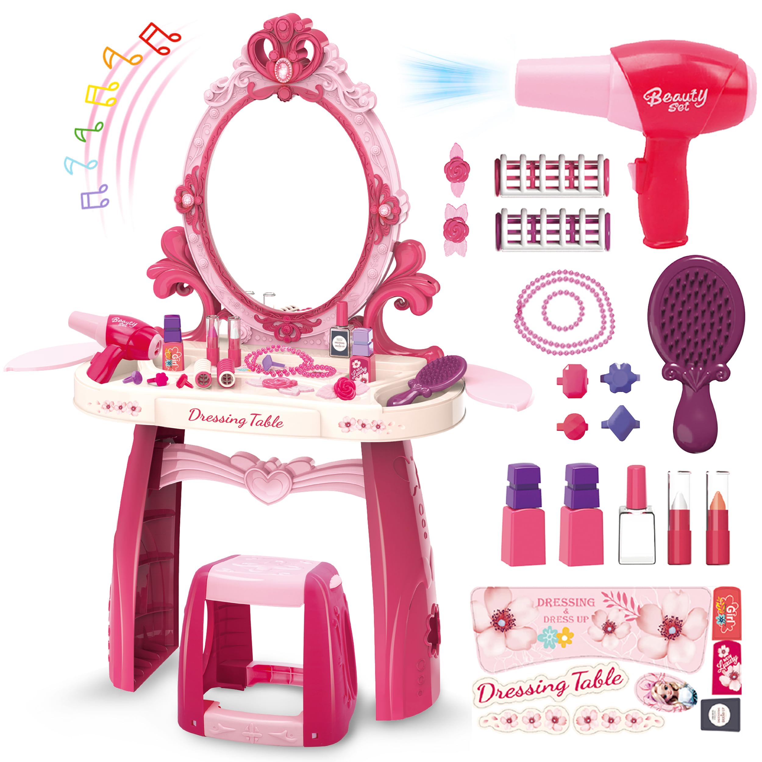 Zaddgiuuy toddler vanity table mirror with light for imaginative play