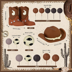 Zafena cowboy boot cake topper creates a bold focal point.