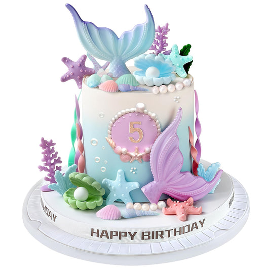 Zafena mermaid-tail-topper-blue-purple enhances cakes with oceanic charm.