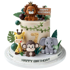 Zafena Safari elephant cake topper adds a playful birthday focal point.
