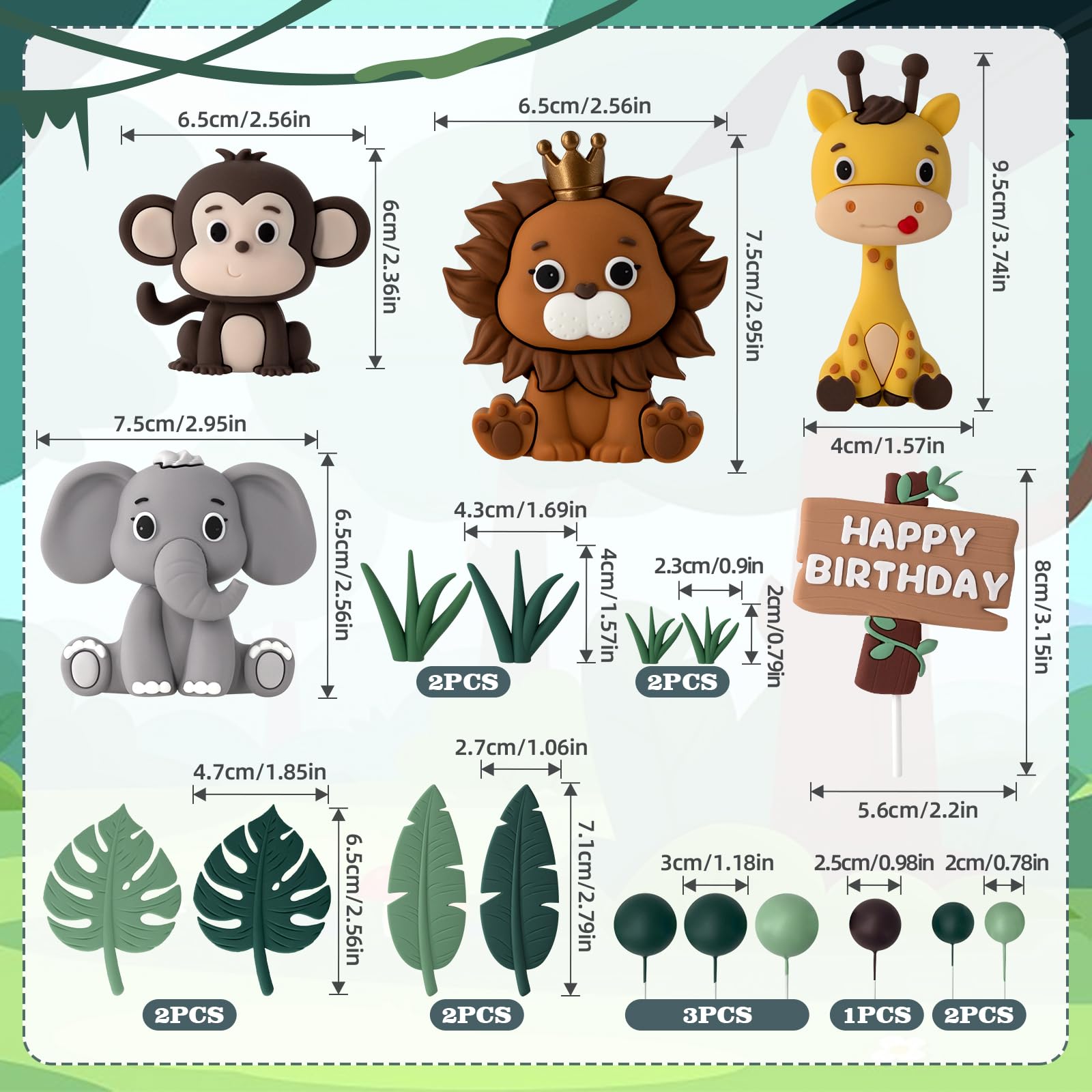 Zafena Safari lion cake topper creates a bold jungle centerpiece.