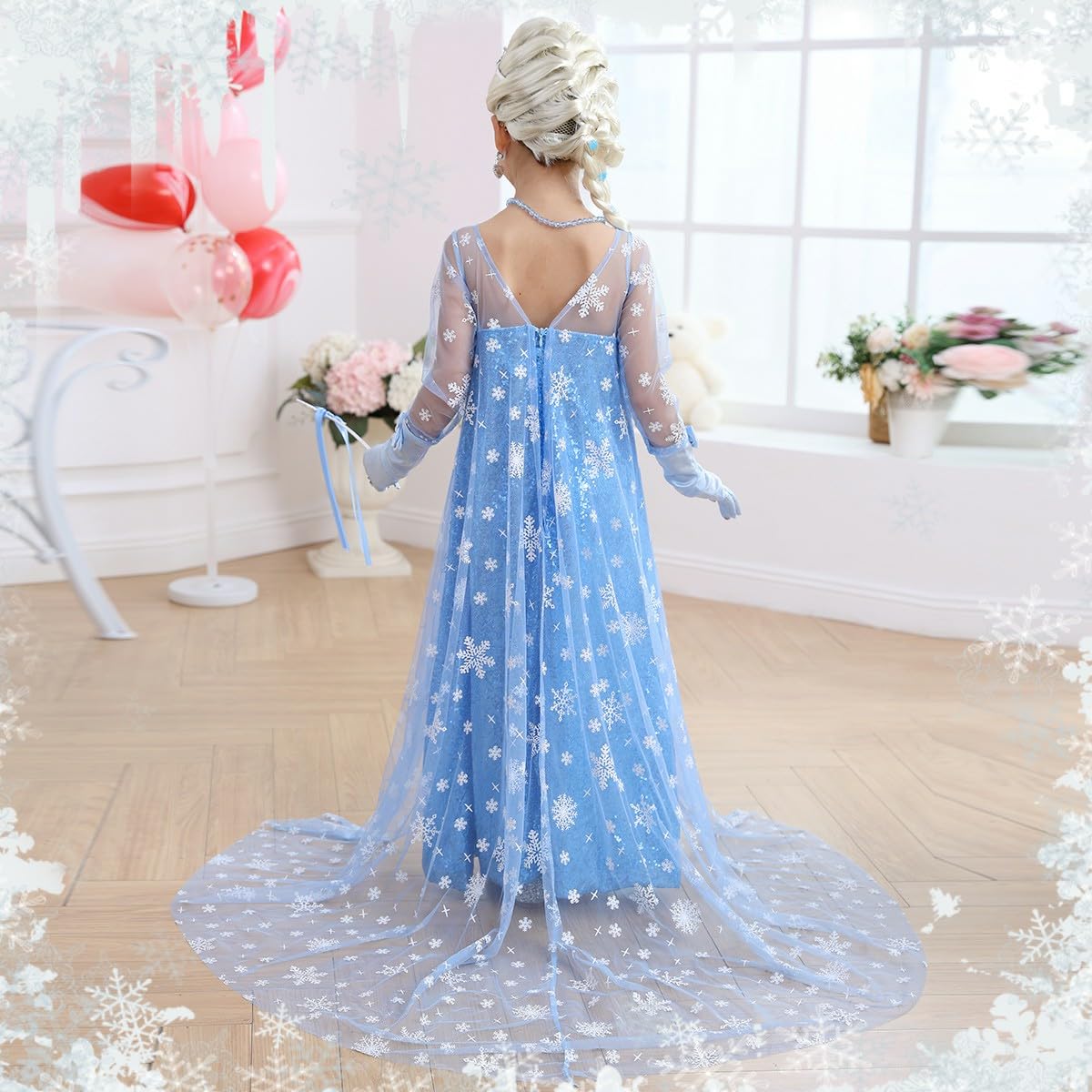 ZaisuiFun Princess Elsa dress cape with snowflakes for fairy tale moments